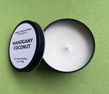 Load image into Gallery viewer, Mahogany Coconut Candle Tin 6 oz. net weight