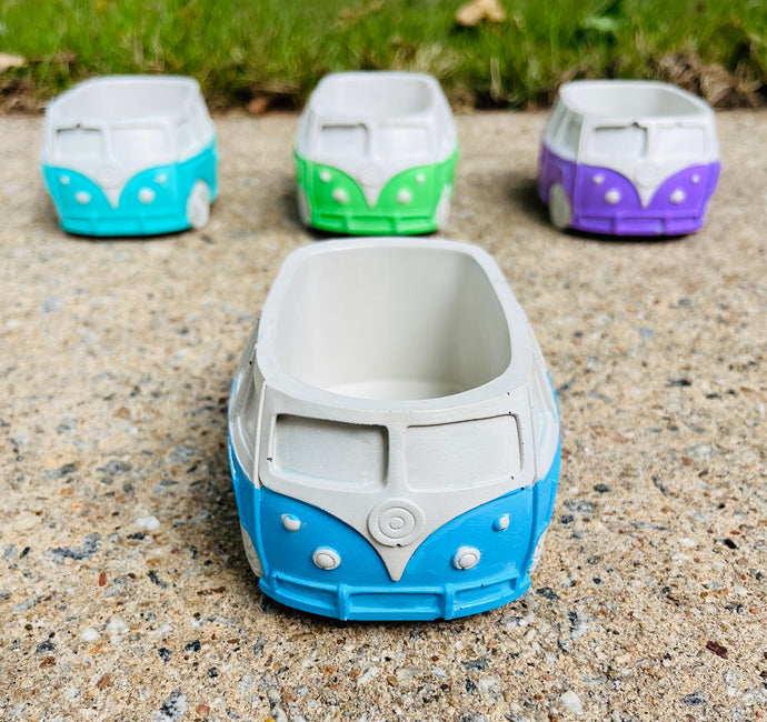 Handmade Concrete VW Bus Vintage Planters/Candle Vessels