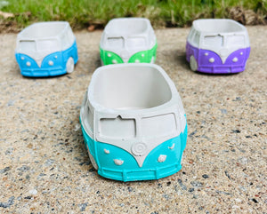 Handmade Concrete VW Bus Vintage Planters/Candle Vessels